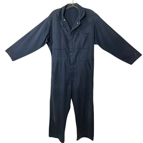 Vtg Workwear Outfitters‎ Blue Mechanic Coveralls Jumpsuit Boiler One-piece Sz 40 - Picture 1 of 7